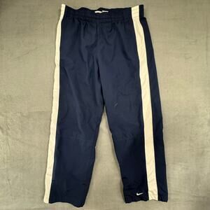 Vintage Nike Basketball Warm Up Pants Men XL Track Y2K Swoosh Blue Stripe FLAW‎